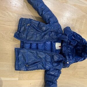 Moncler Blue Puffer Jacket with Quilted Hood